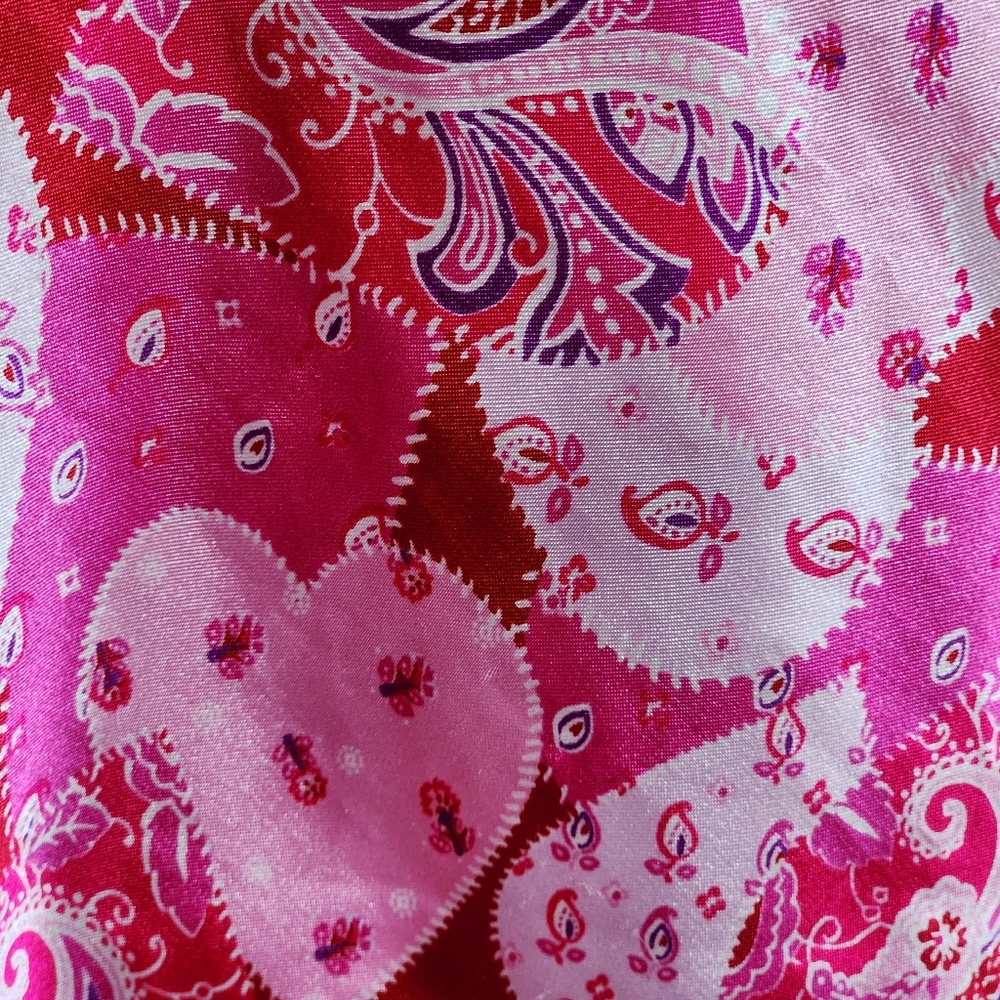 Jaclyn Smith Pink Red Heart Pattern Lace Trim Chemise Size Medium - Picture 2 of 7